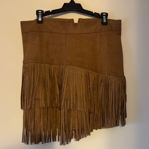 Altar'd State Tan Fringe Mini Skirt